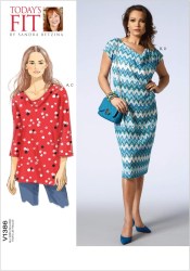1386 Vogue Easy Sandra Betzina Stretch Knit Tunic, Dress, Slip Pattern ABC, DEF, GHIJ Uncut